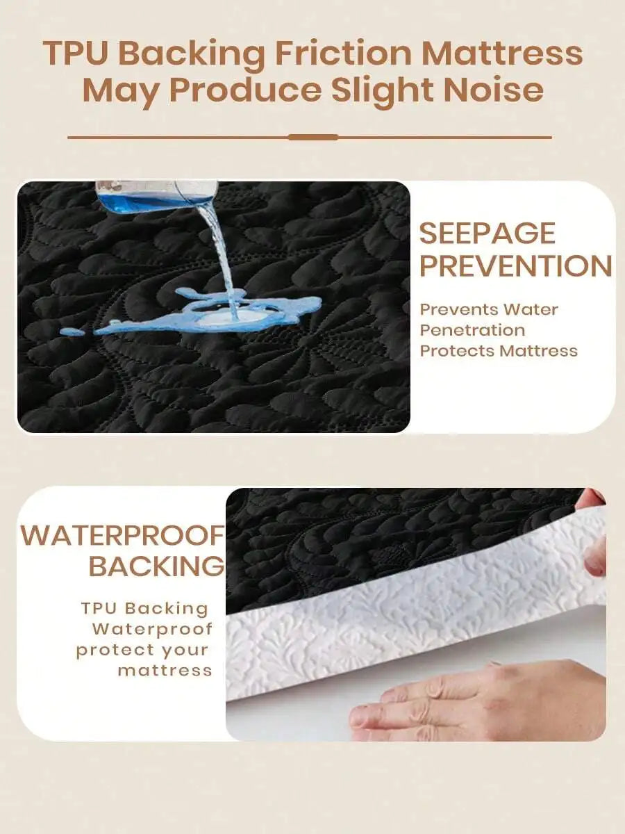 1pc Quilted Waterproof Fitted Mattress Pad