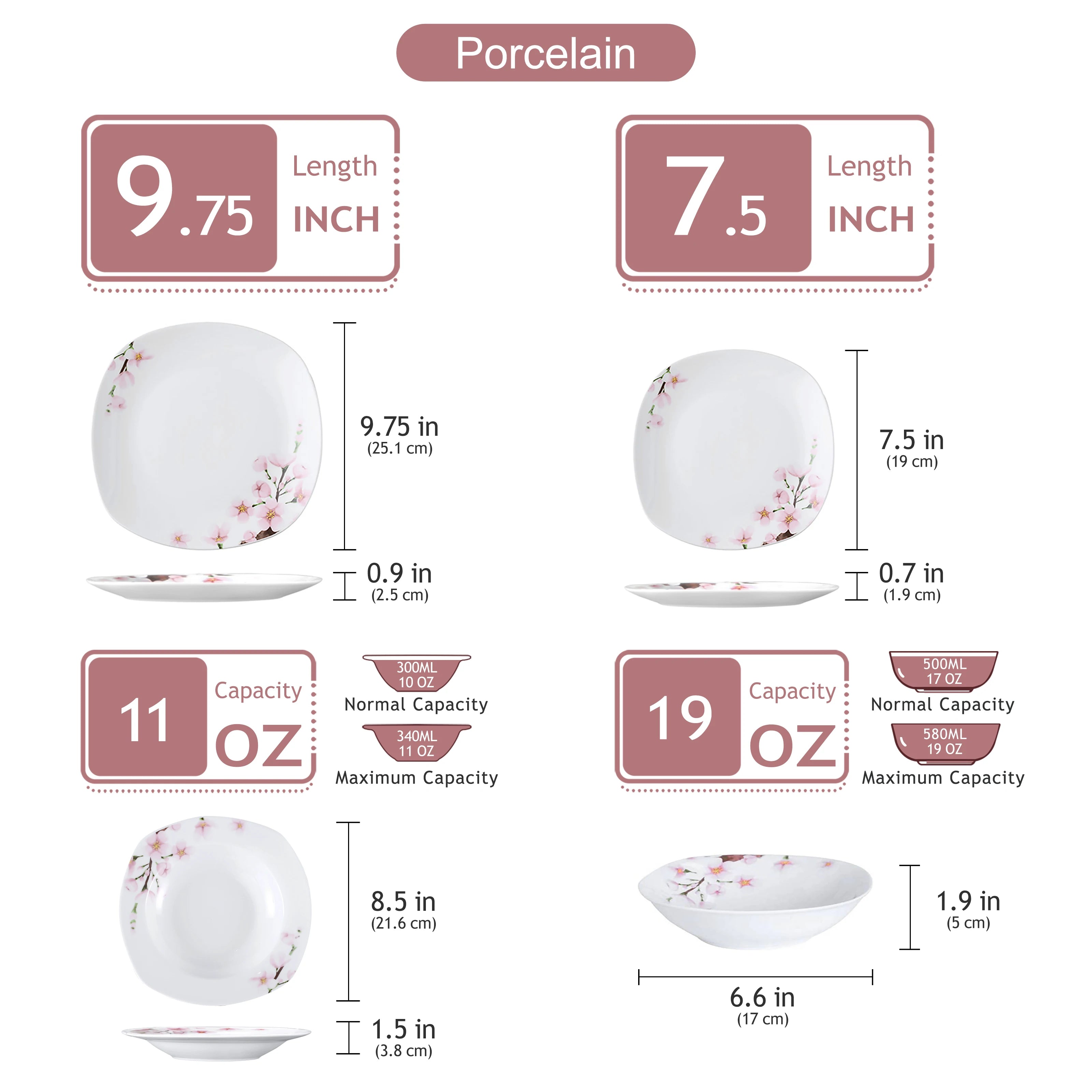 SWEET ANNIE, 30/24/20 Pcs Porcelain Dinnerware Set
