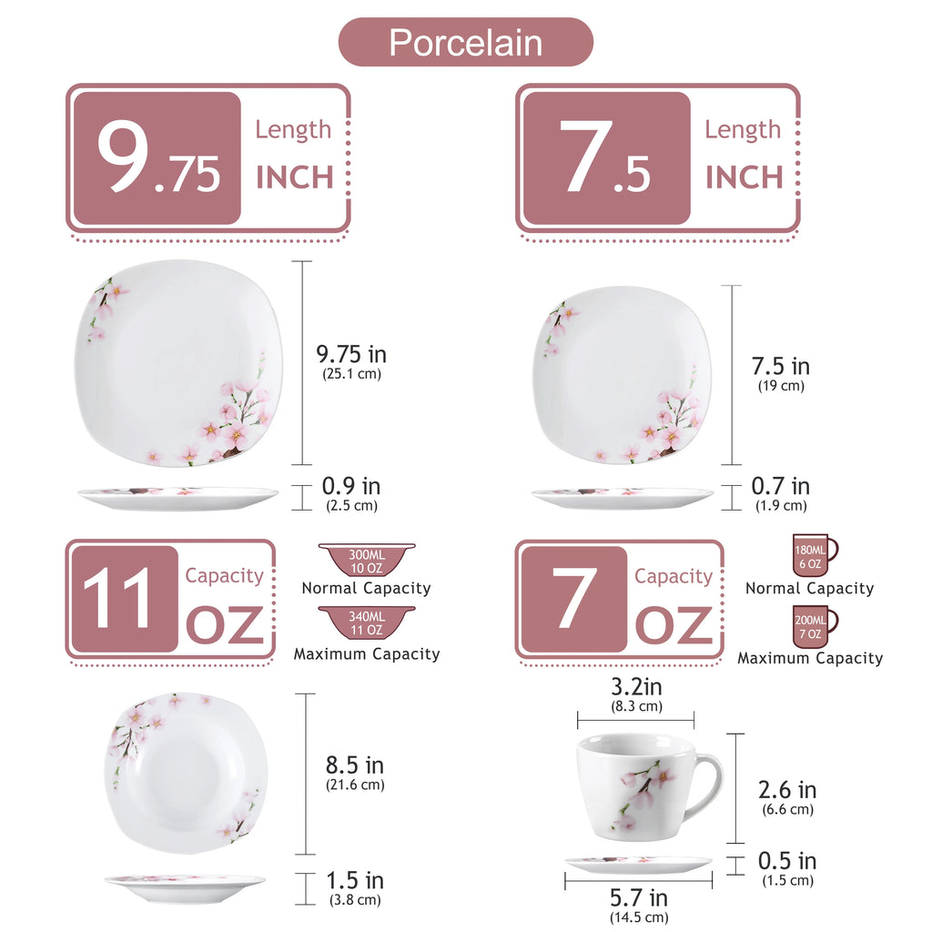SWEET ANNIE, 30/24/20 Pcs Porcelain Dinnerware Set