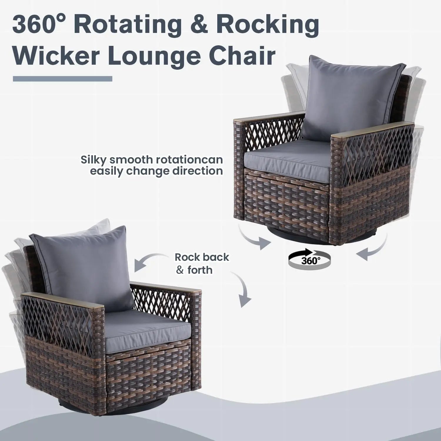 3 Pcs Patio Bistro Set with Table, has Thickened Cushions and High Backs