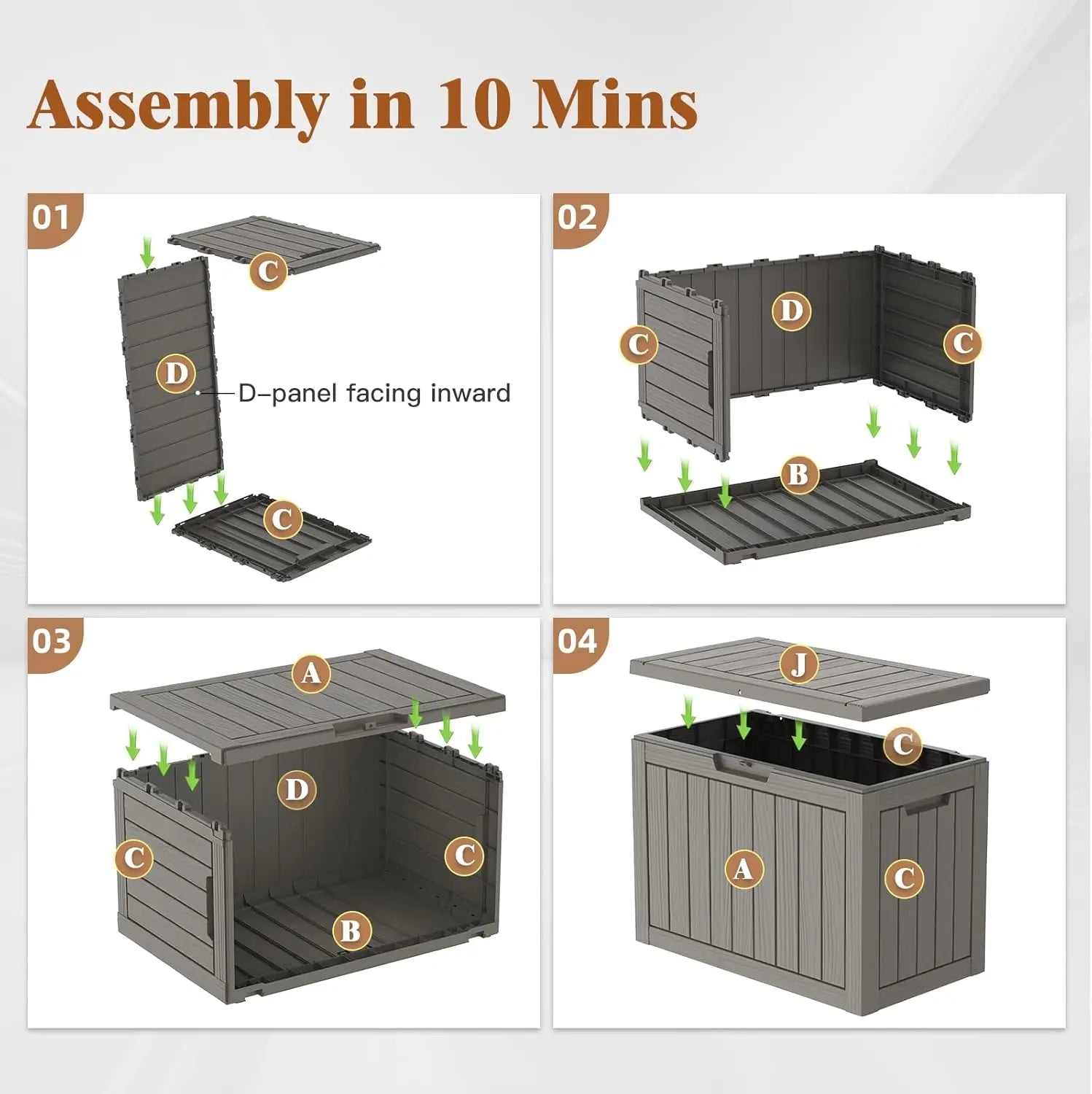 45Gal Black Deck Box - Waterproof & UV-Resistant - For