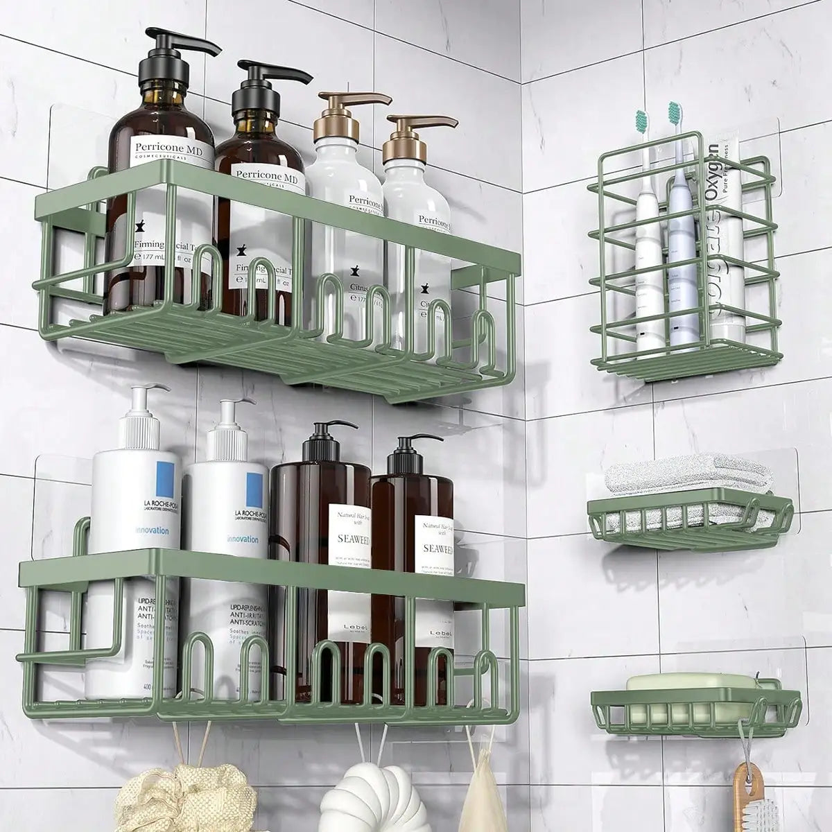 5-Pack  Stainless Steel Adhesive Shower Caddy