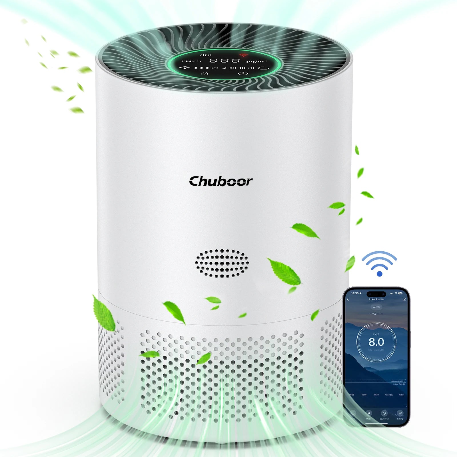 Chuboor Air Purifiers for Home H13 True HEPA for Bedroom Room kitchen washroom for Smoke and Dust Pollen Odors PM2.5 Detection