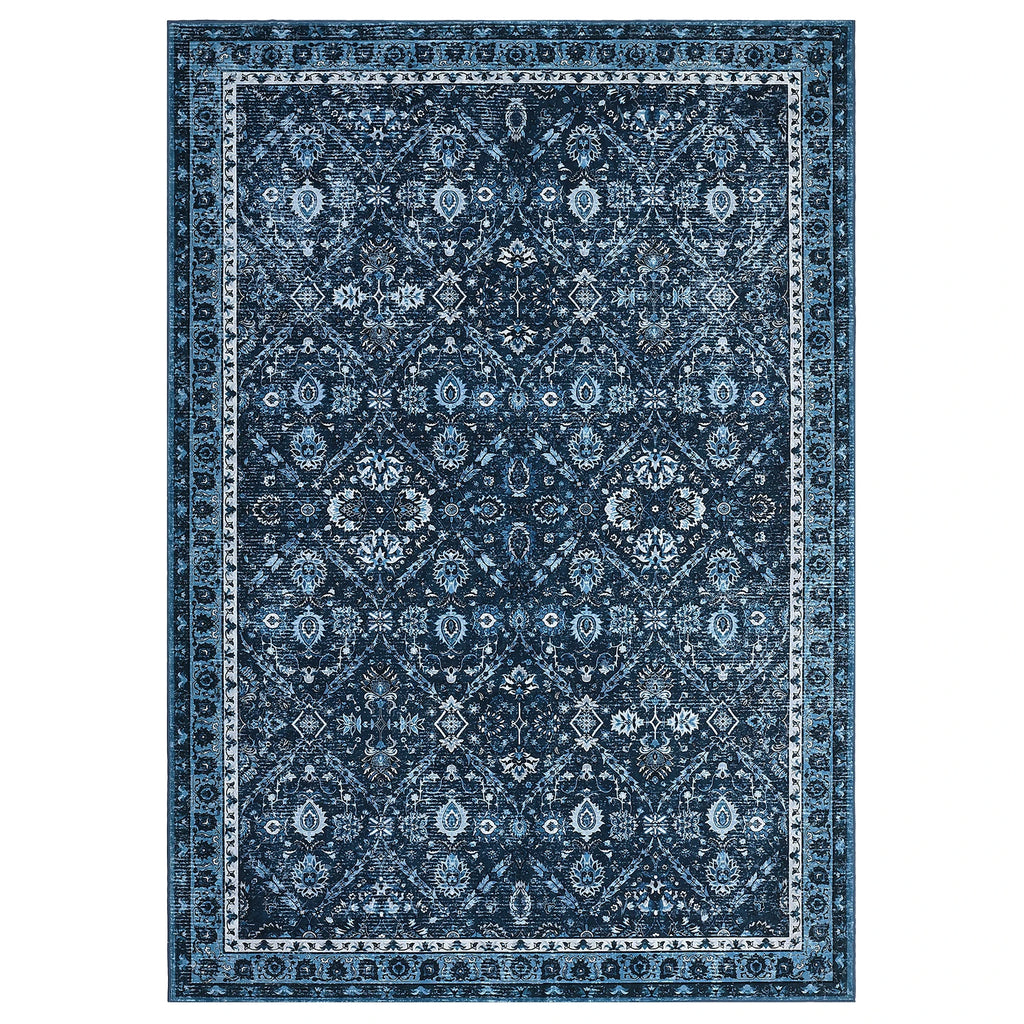 Blue and White Living Room Area Rug