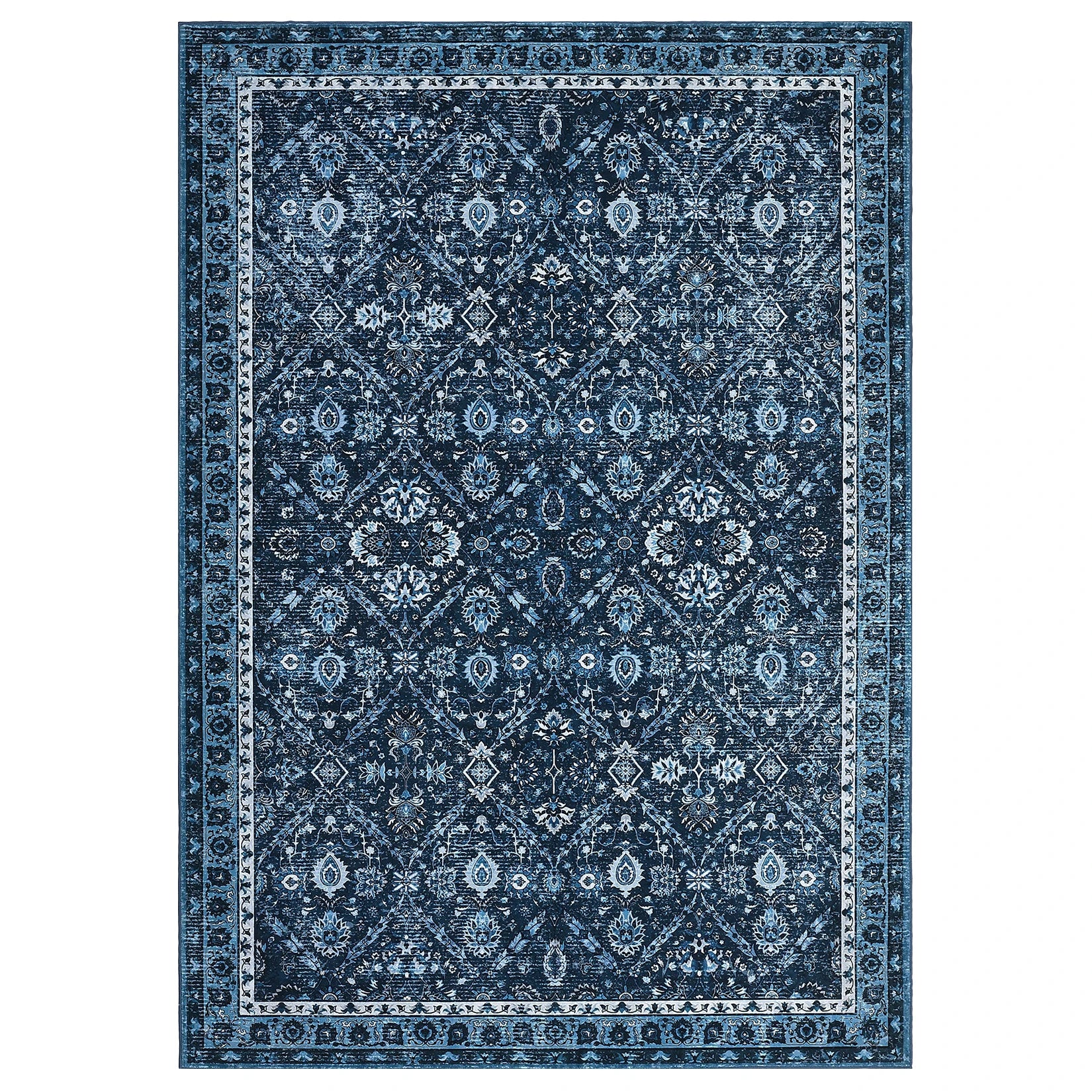 Blue and White Living Room Area Rug