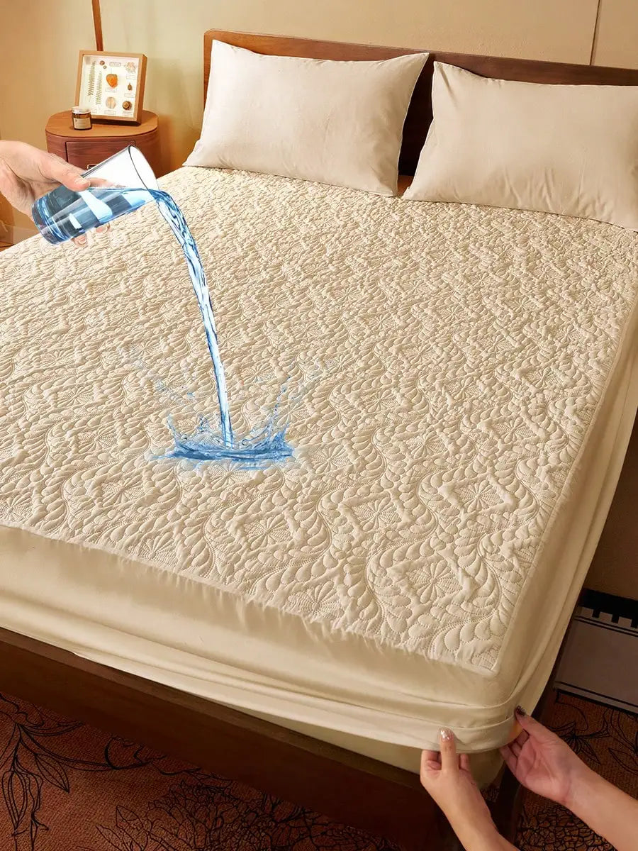 1pc Quilted Waterproof Fitted Mattress Pad