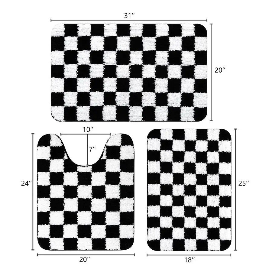 3 Piece Bathroom Rugs Set