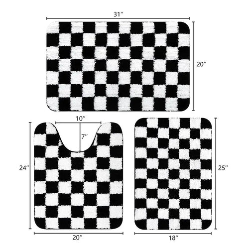 3 Piece Bathroom Rugs Set