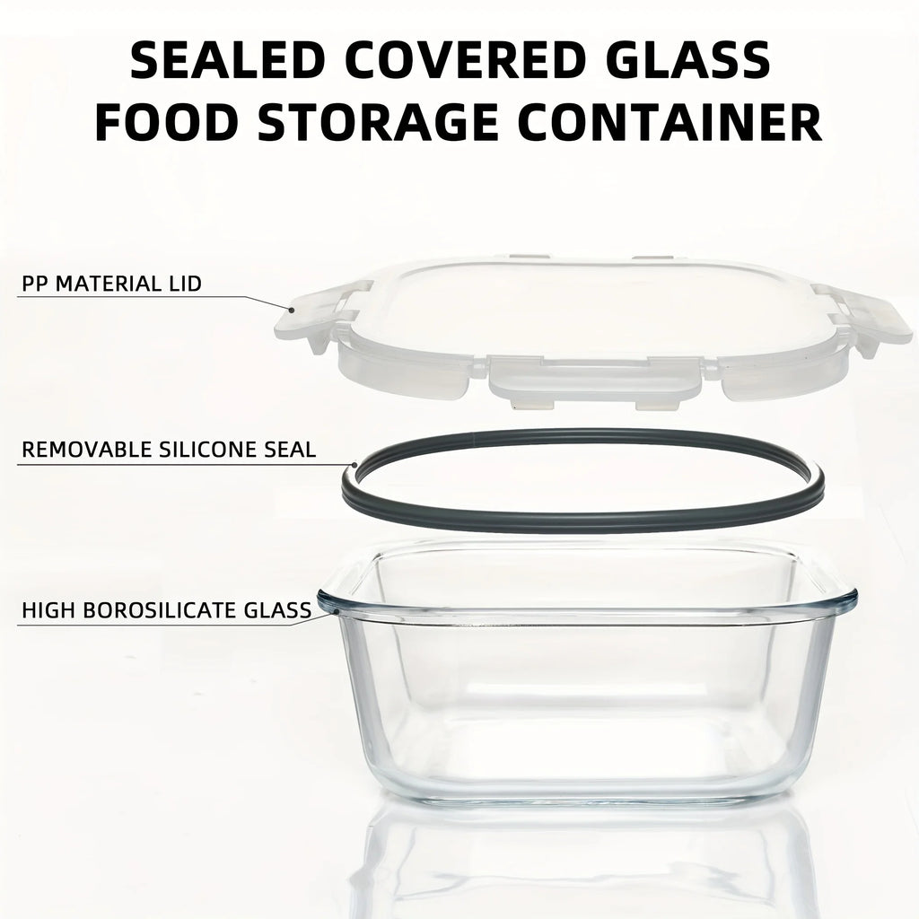 24PCS (12containers+12lids) High Borosilicate Glass Food Storage Containers Set