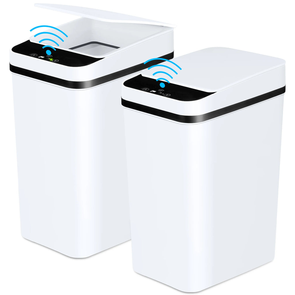 2 Pack 12L Bathroom Automatic Trash Cans    White