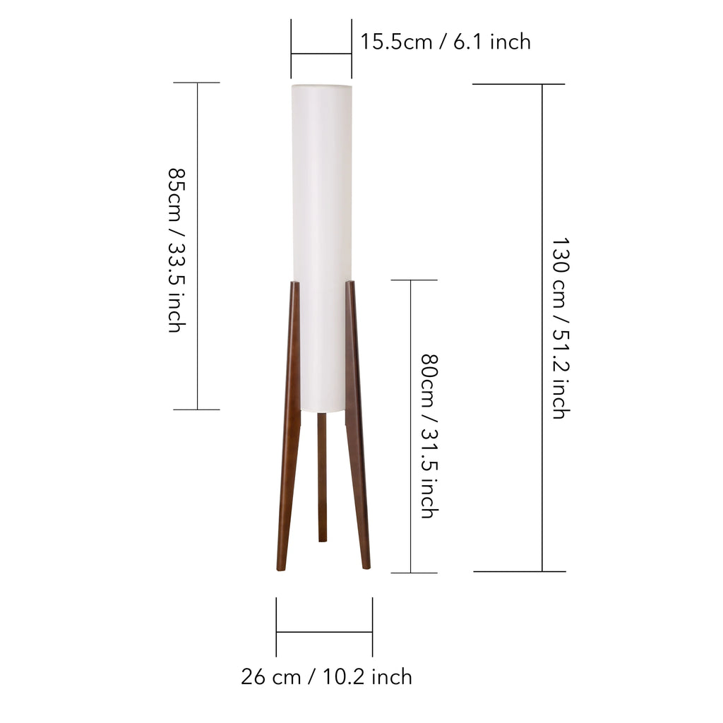 Fabric Floor Lamp Wood Finish Tripod, Cylinder Shade Tall Standing Lamp, Rustic Living Room Floor Lamp, Vintage Style Standing L