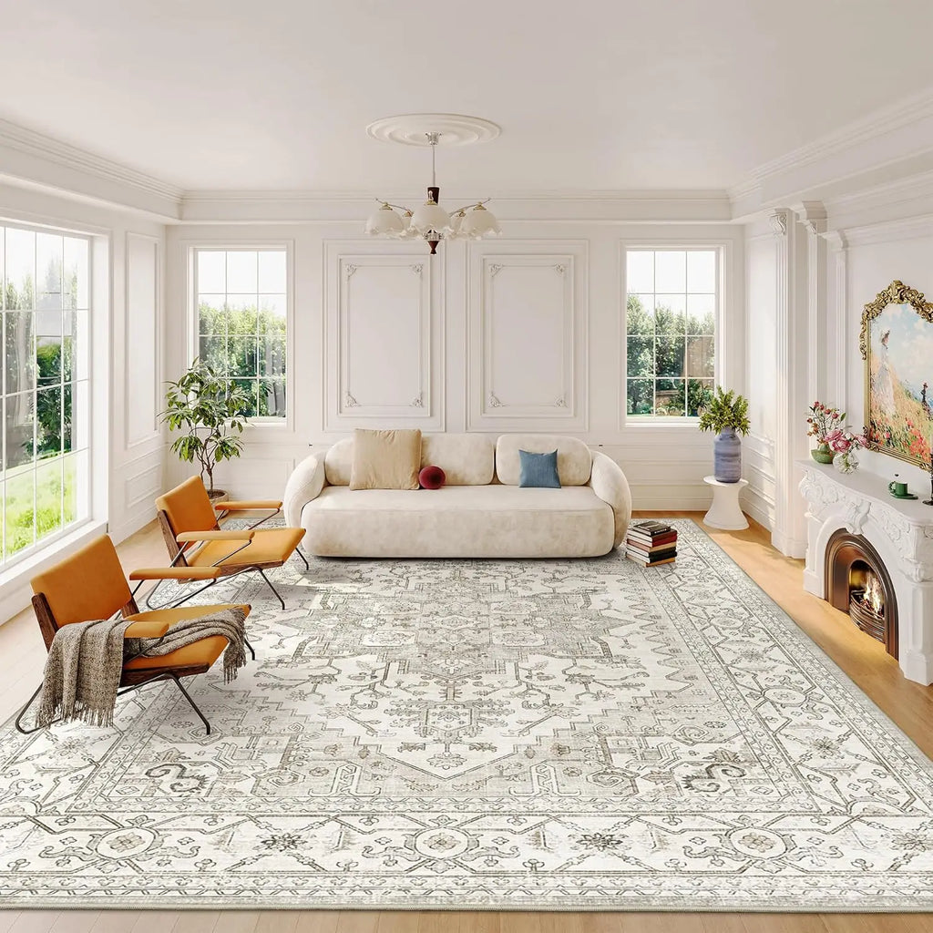 8x10 Beige Vintage Washable Area Rug