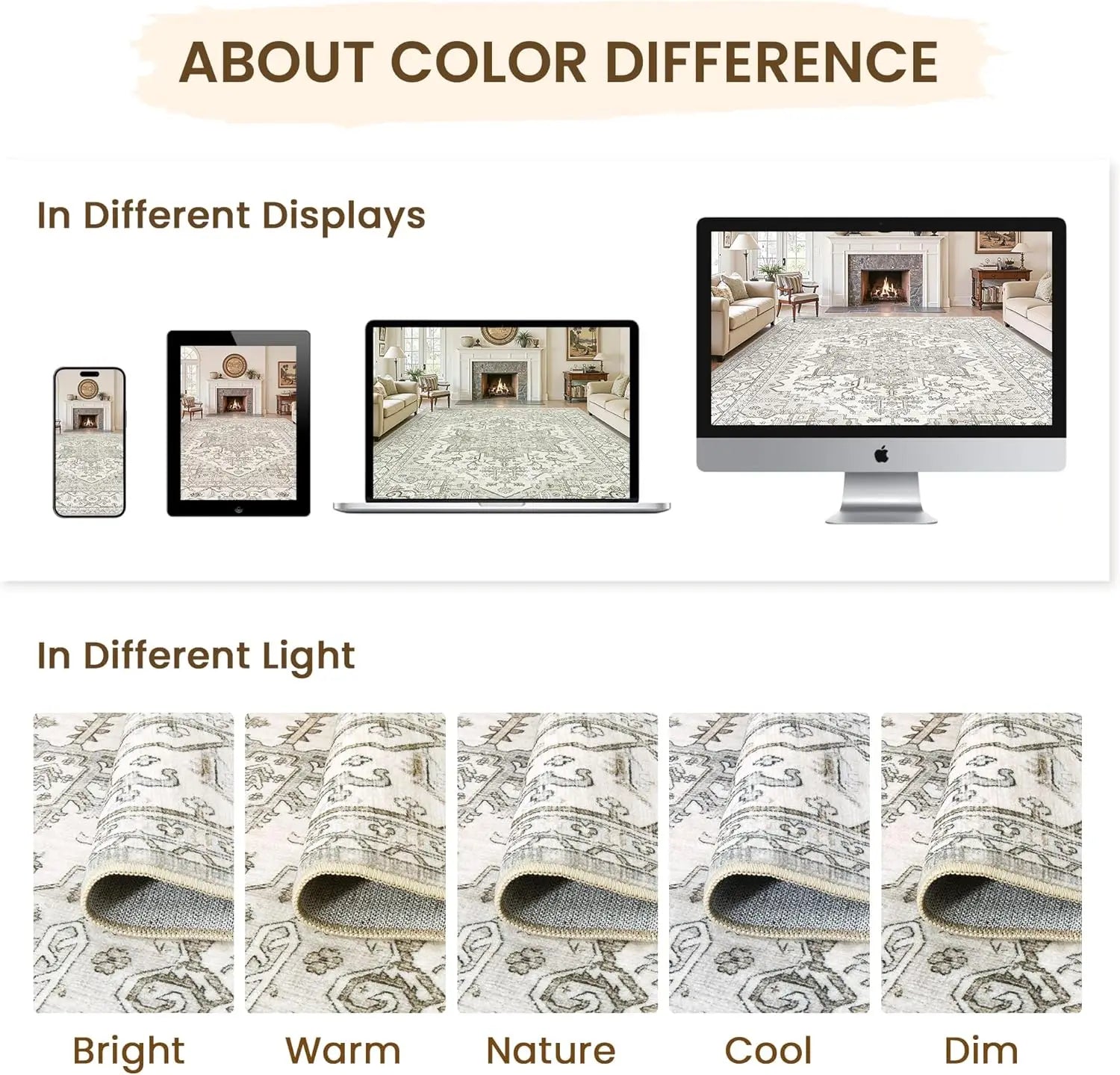 8x10 Beige Vintage Washable Area Rug