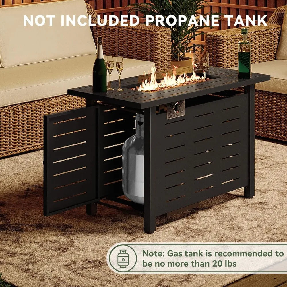 41 Inch Propane Gas Fire Pit Table with 50,000 BTU, Removable Lid and Lava Rocks for Outdoor Use