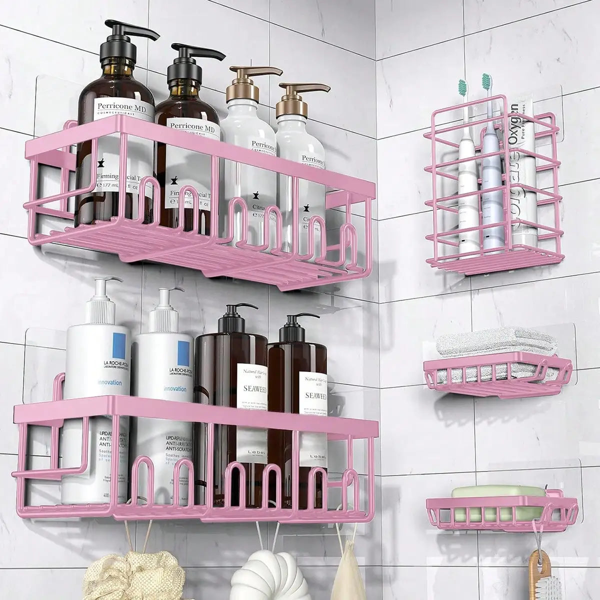 5-Pack  Stainless Steel Adhesive Shower Caddy