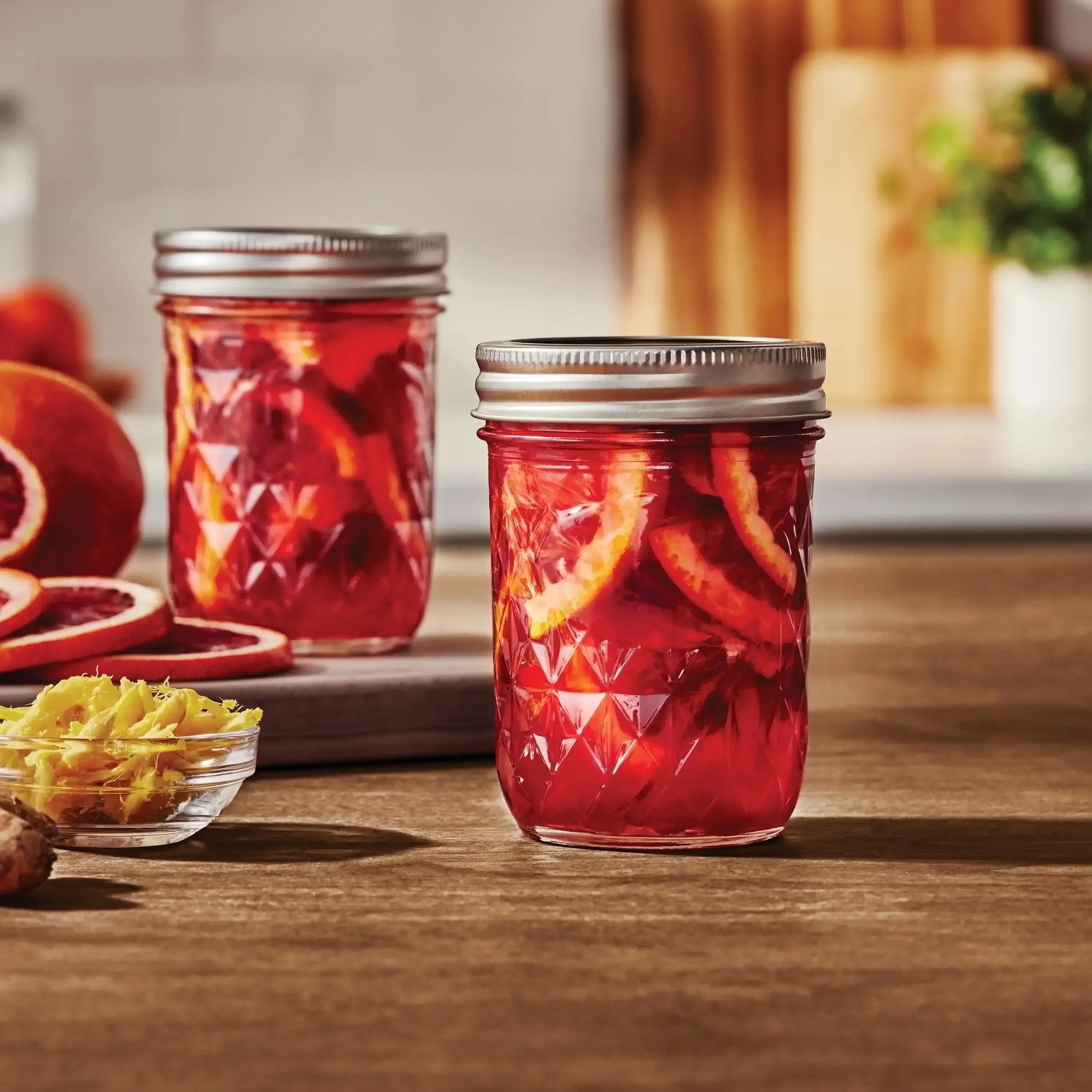 Ball Quilted Crystal Mason Jar w/ Lid & Band