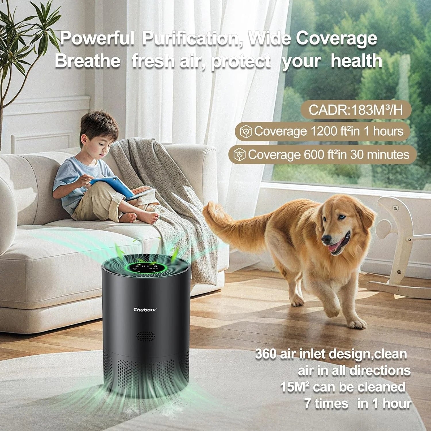 Chuboor Air Purifiers for Home H13 True HEPA for Bedroom Room kitchen washroom for Smoke and Dust Pollen Odors PM2.5 Detection