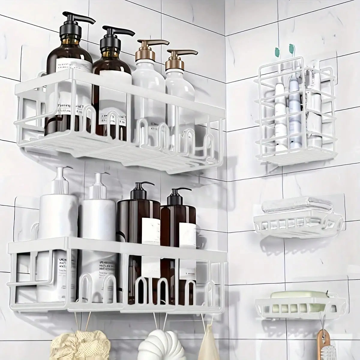 5-Pack  Stainless Steel Adhesive Shower Caddy