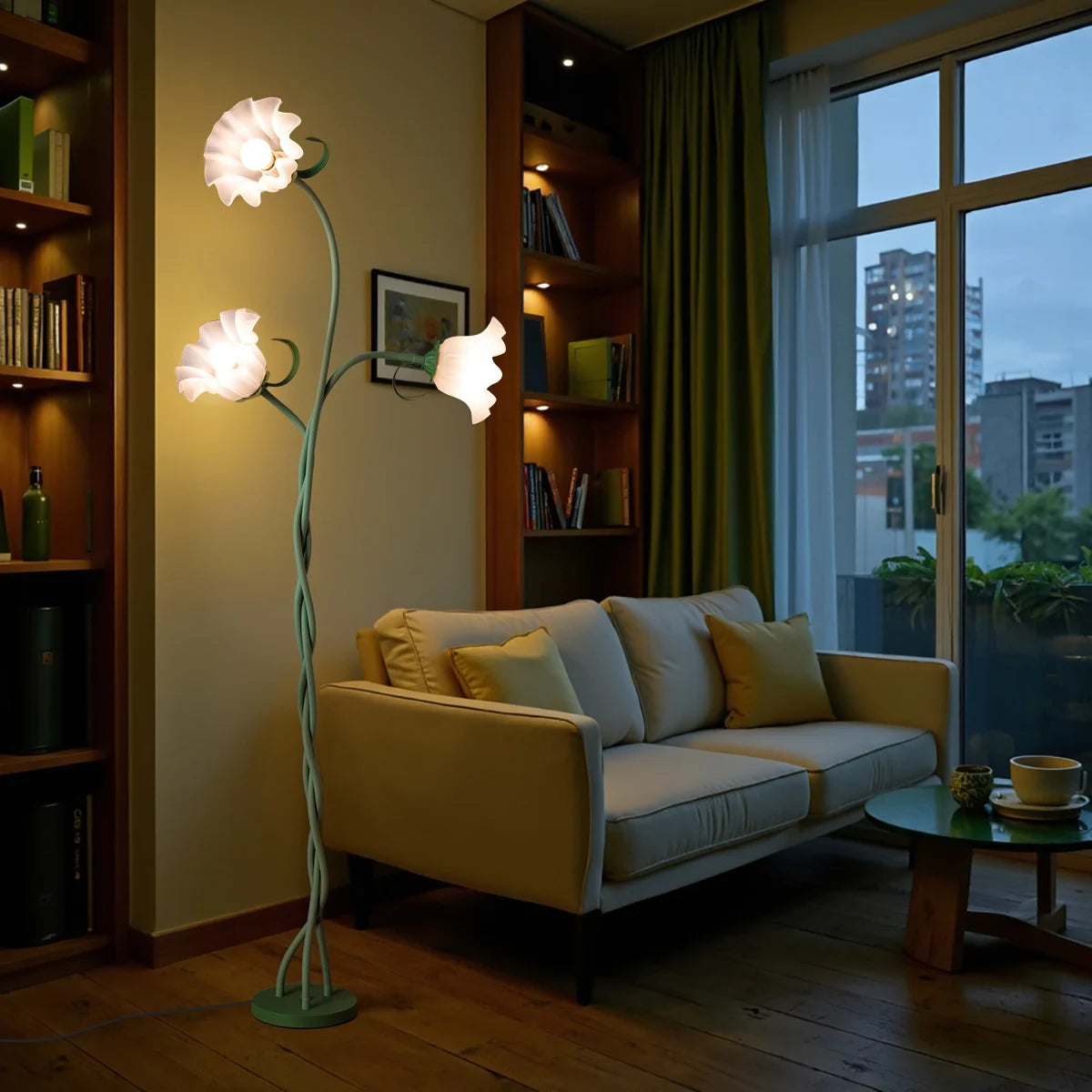 Retro 3-Head Flower Floor Lamp