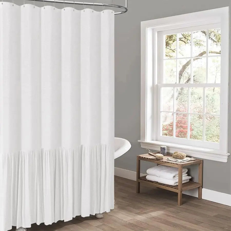 Long Linen Shower Curtain