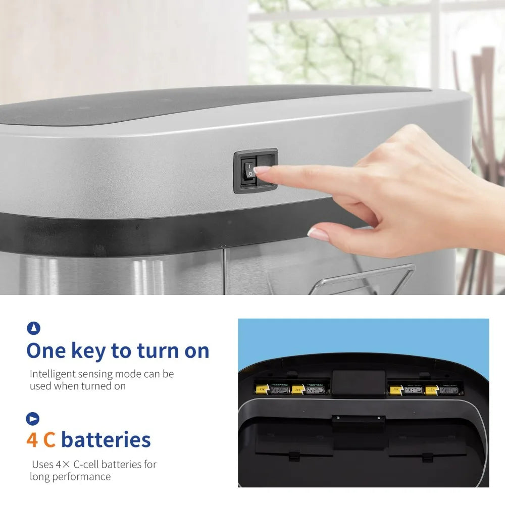13 Gallon Trash Can with Lid Automatic Touchless Garbage Can  |
