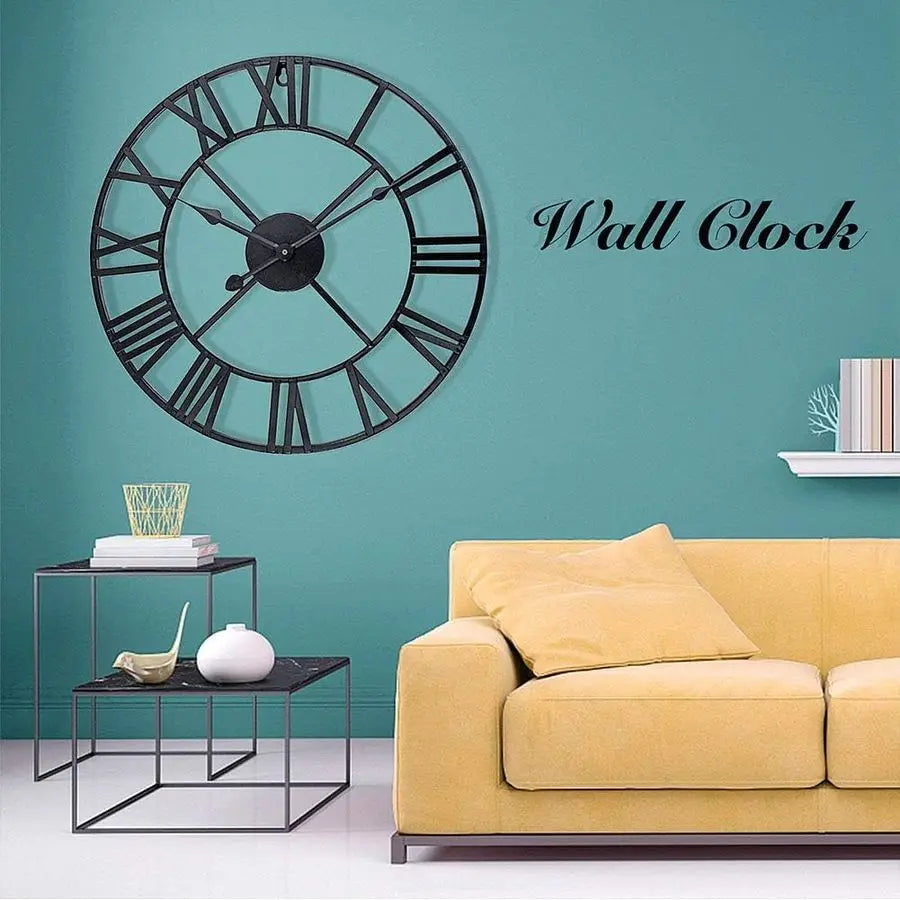 24 inch Large Roman Numeral Wall Clock, Indoor/Outdoor Patio, Waterproof