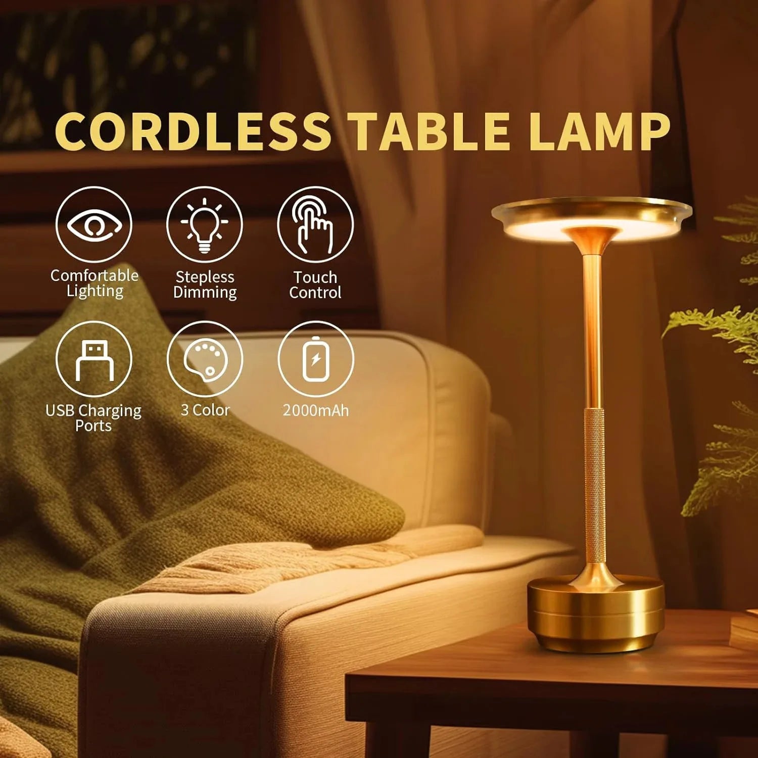 2PCS Rechargeable Wireless Table Lamp
