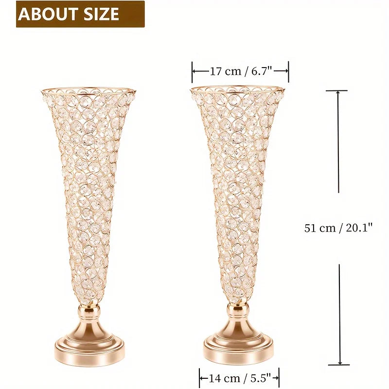 2 Crystal Vases, 20 Inches High