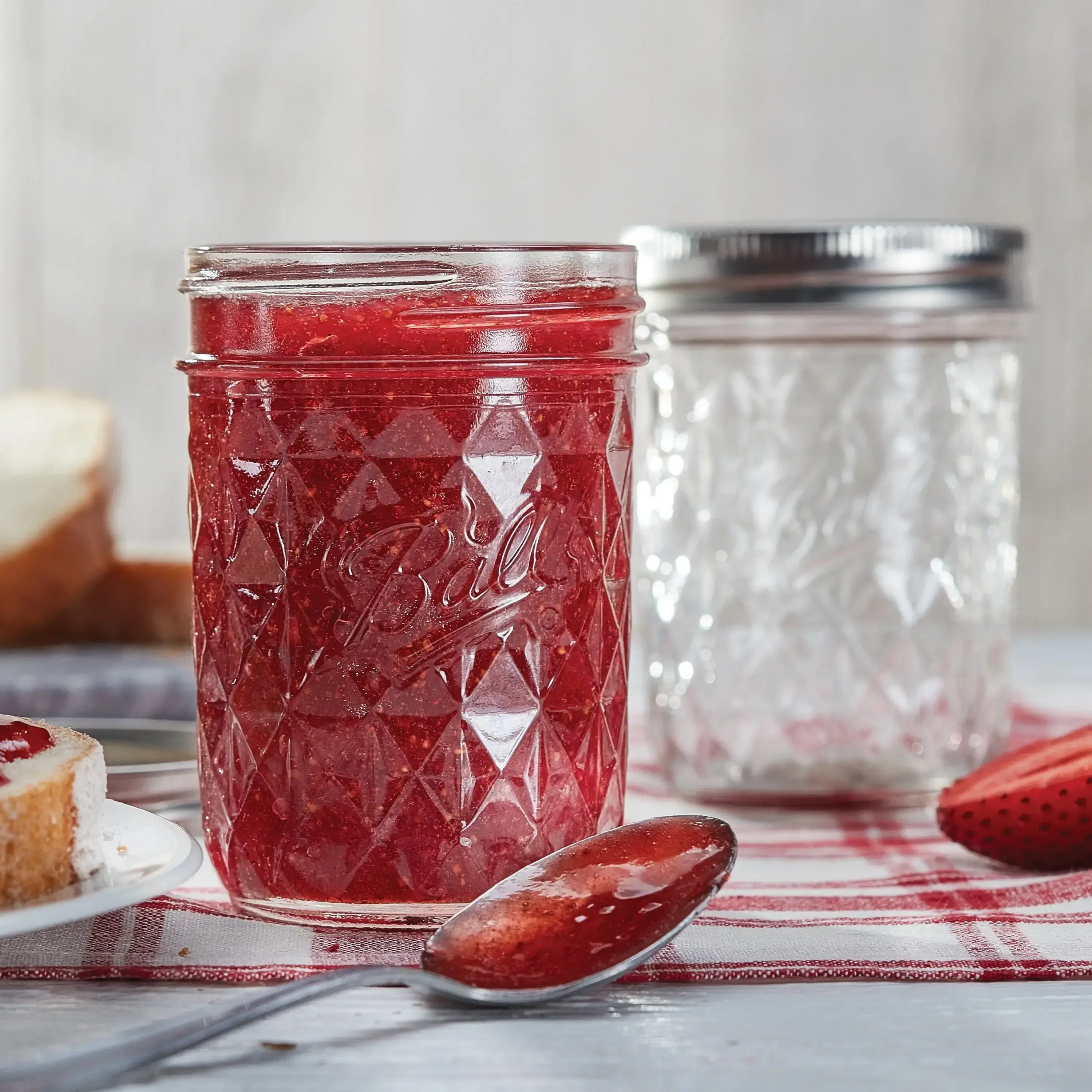 Ball Quilted Crystal Mason Jar w/ Lid & Band
