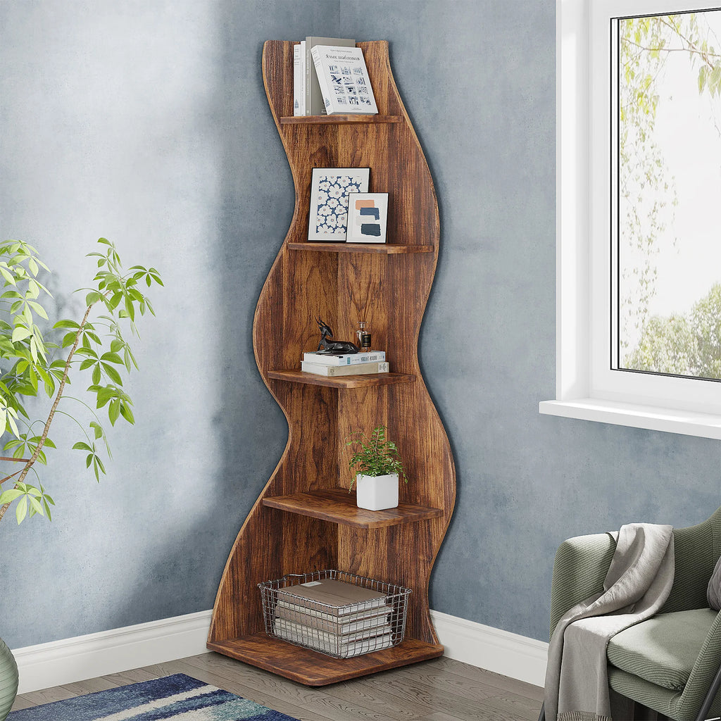 5-Tier Wall Corner Bookshelf