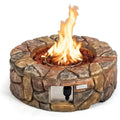 28 Inch Round Propane Gas Fire Pit, 40,000 BTU Stone Look Outdoor Propane Fire Pit with Lava Rocks & PVC Cover,