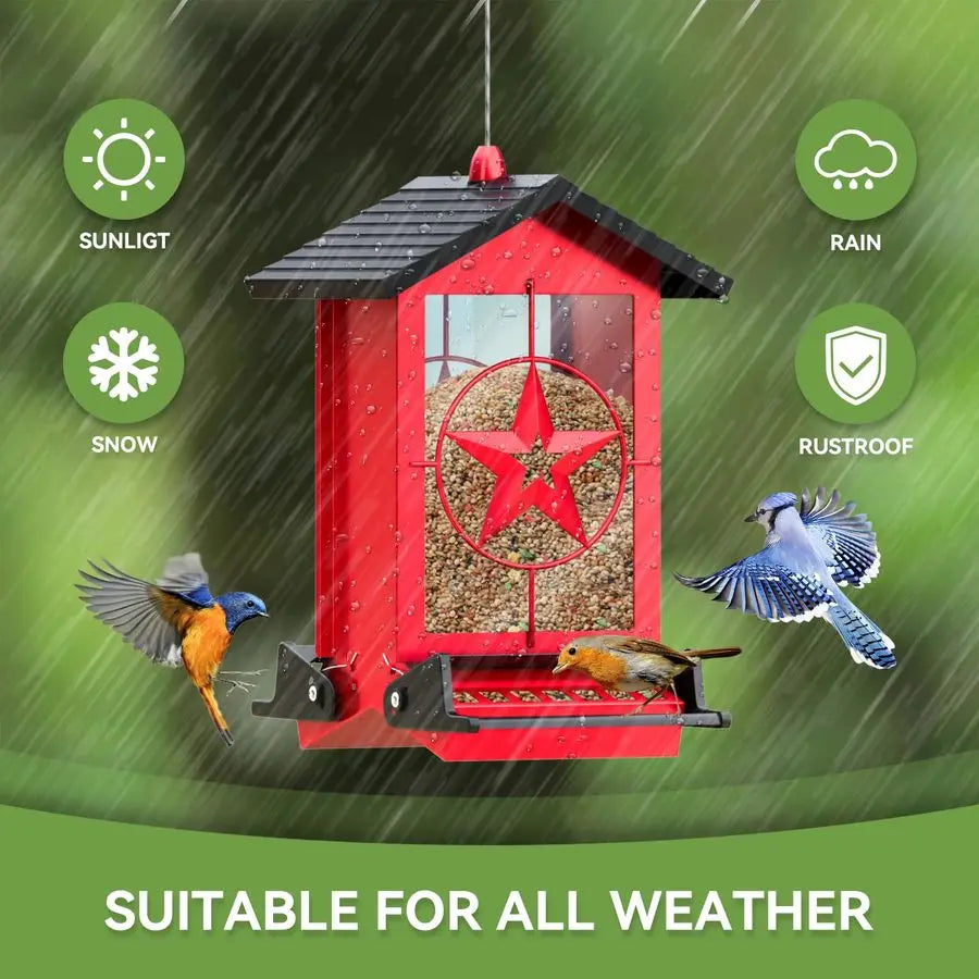 Squirrel Proof Bird Feeder for Outdoors , Seed Feeder with Bilateral Weight Activated Perches