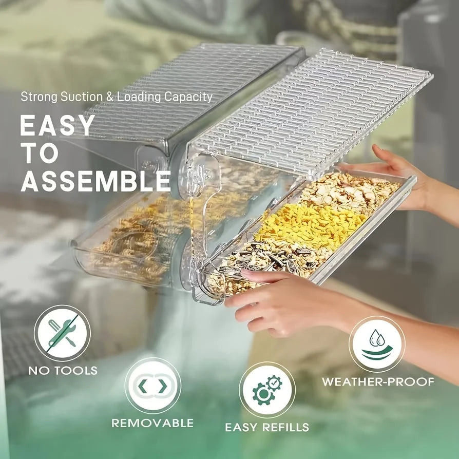 Large Window Bird Feeder with Removable Seed & Water Tray
