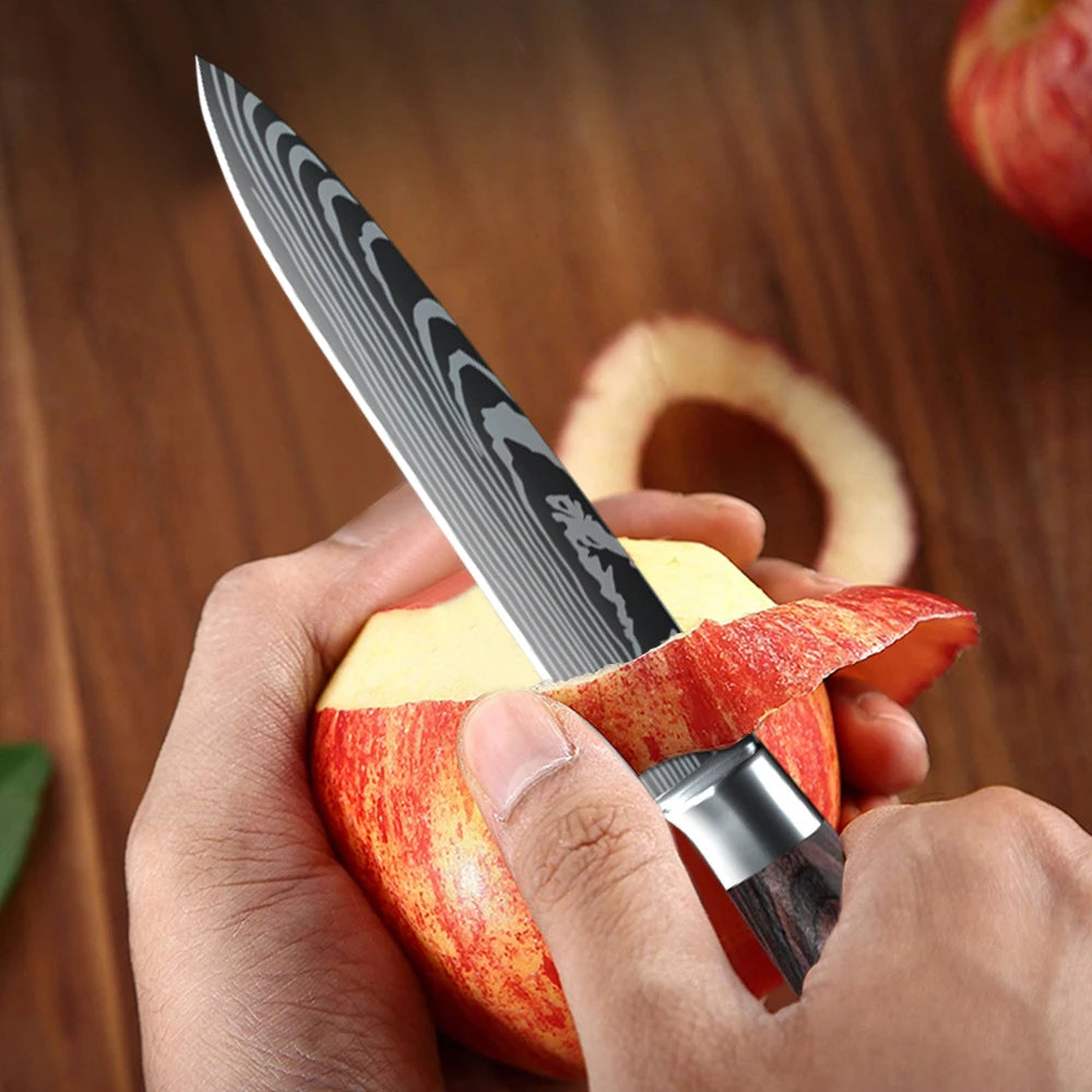 ZENG 3pc  Kitchen Knife Set, High Carbon Stainless Steel Chef Knifes with Ultra Sharp Blade & Wooden Handle