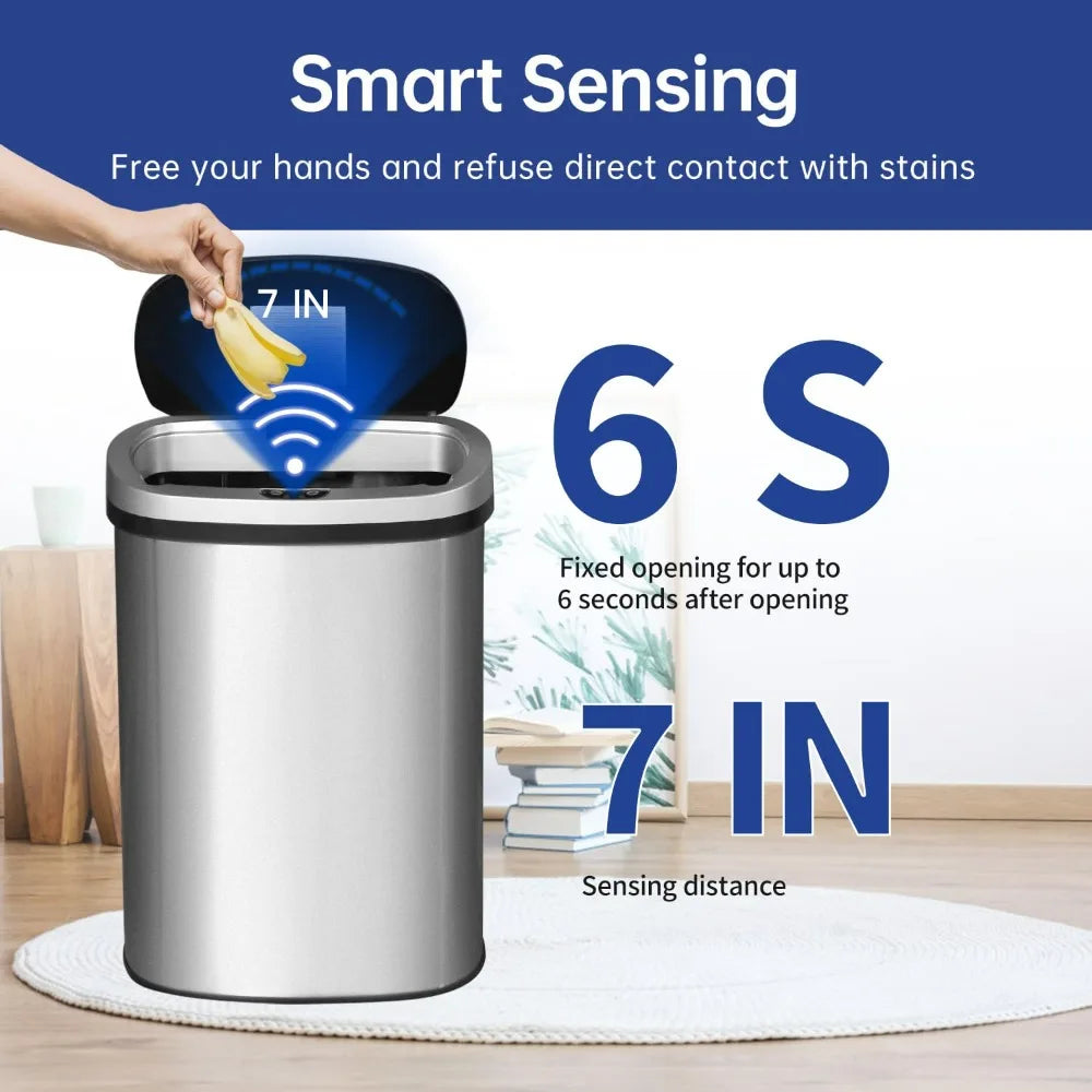 13 Gallon Trash Can with Lid Automatic Touchless Garbage Can  |