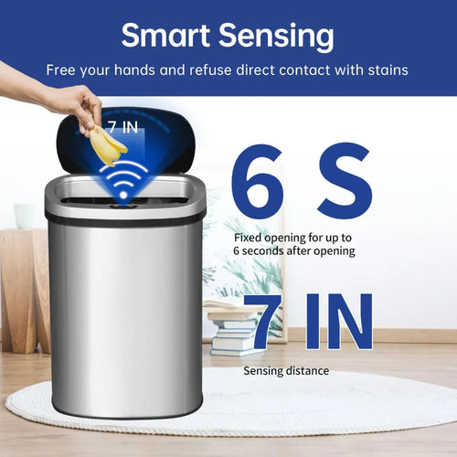 13 Gallon Trash Can with Lid Automatic Touchless Garbage Can  |