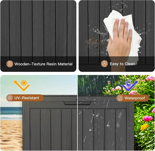 45Gal Black Deck Box - Waterproof & UV-Resistant - For