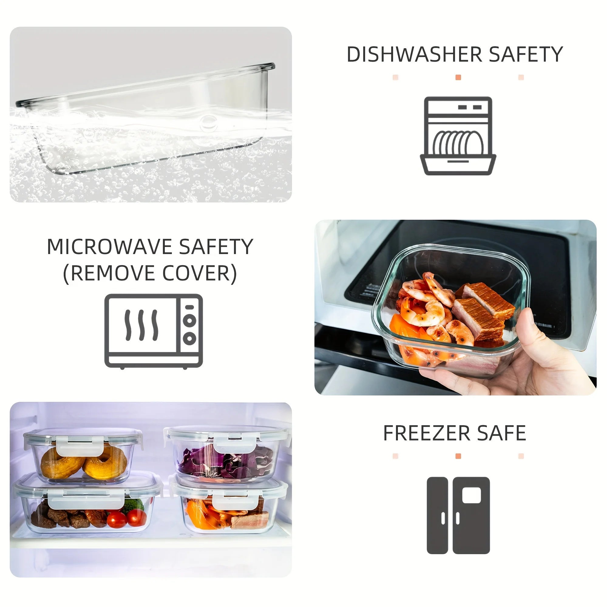 24PCS (12containers+12lids) High Borosilicate Glass Food Storage Containers Set
