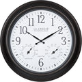 18-Inch Atomic Analog Wall Clock with Temperature & Humidity Display for Indoor/Outdoor Use