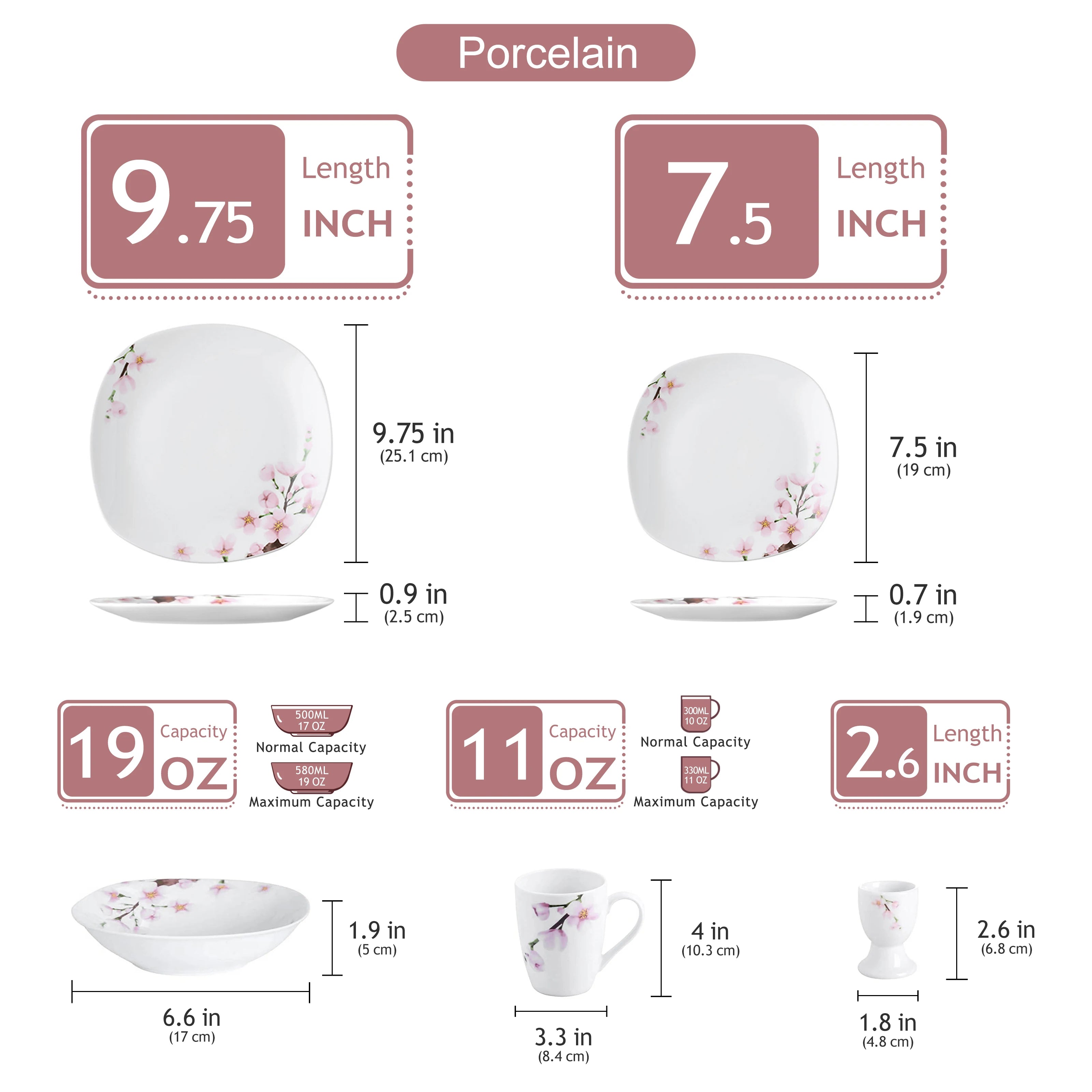 SWEET ANNIE, 30/24/20 Pcs Porcelain Dinnerware Set