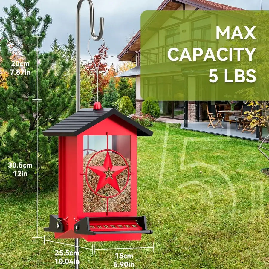 Squirrel Proof Bird Feeder for Outdoors , Seed Feeder with Bilateral Weight Activated Perches
