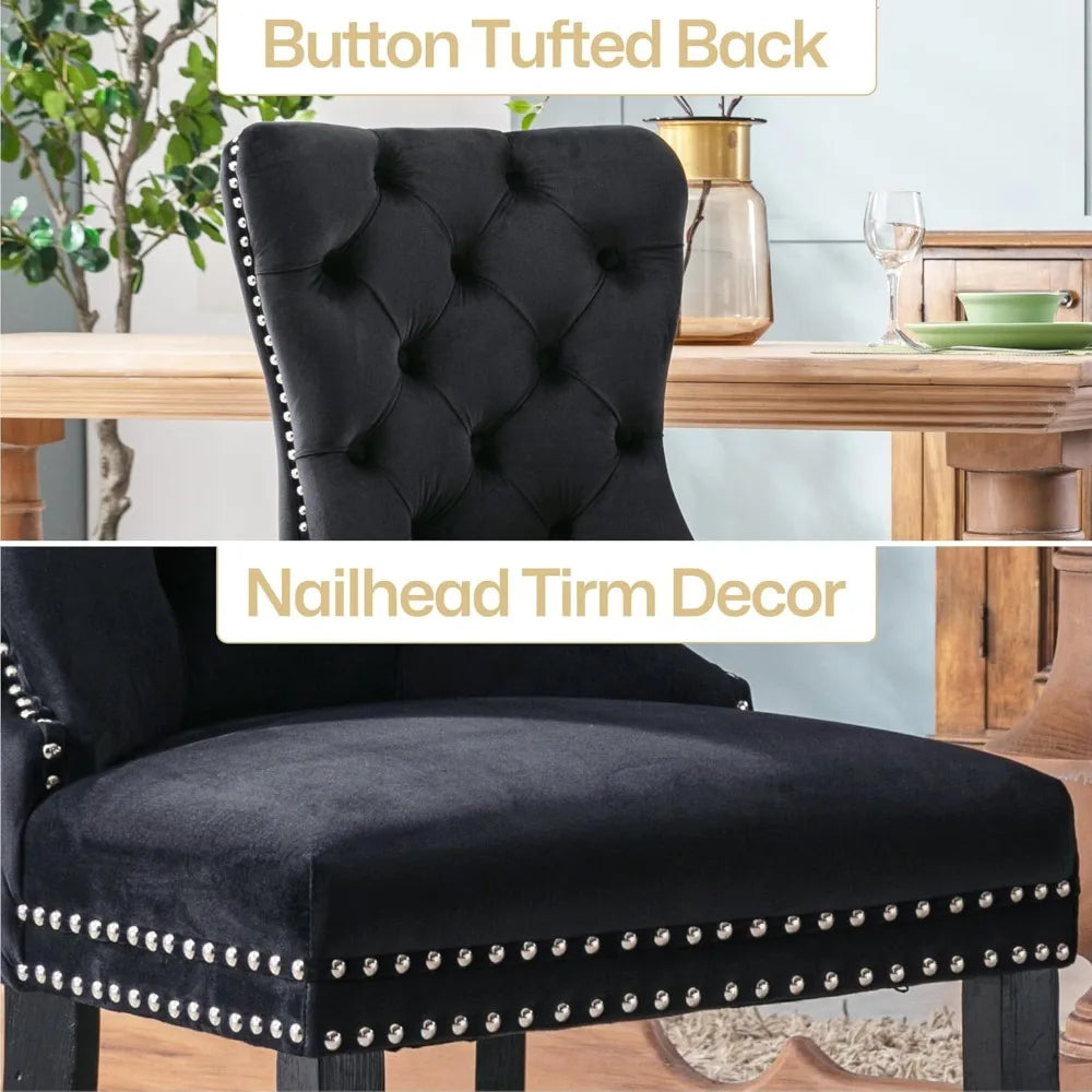 Nikki Collection, Dining Room Chairs with Wood Legs and Pull Ring, Set of 6