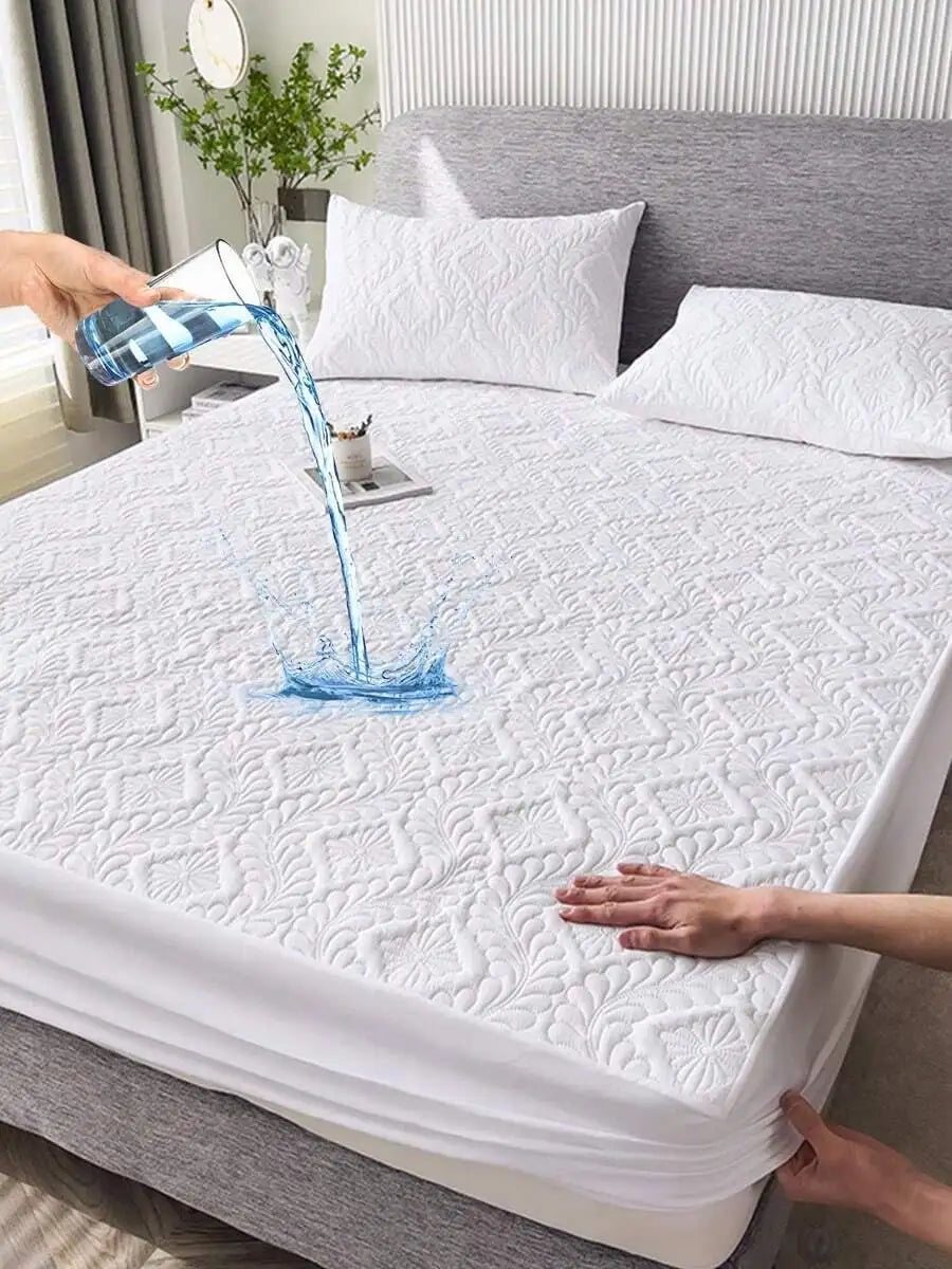 1pc Quilted Waterproof Fitted Mattress Pad