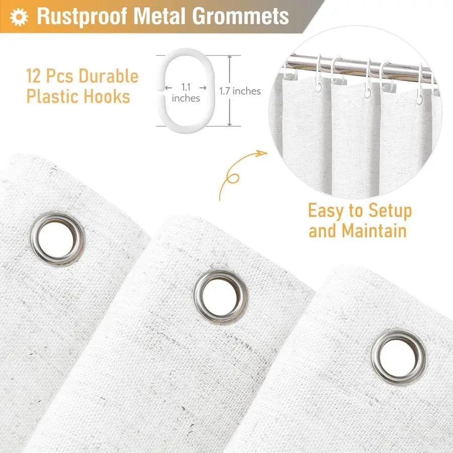 Long Linen Shower Curtain