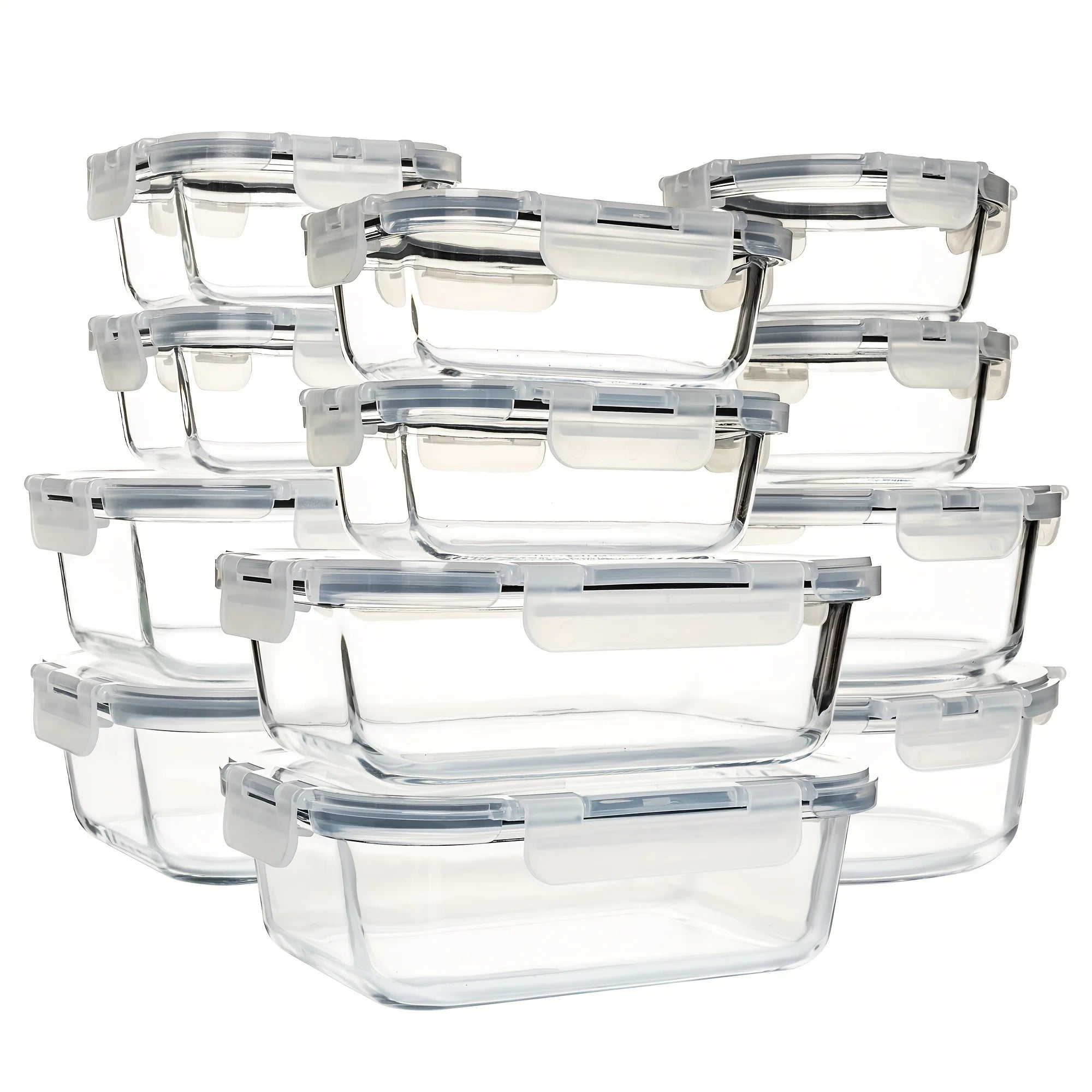 24PCS (12containers+12lids) High Borosilicate Glass Food Storage Containers Set