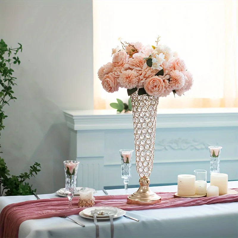 2 Crystal Vases, 20 Inches High