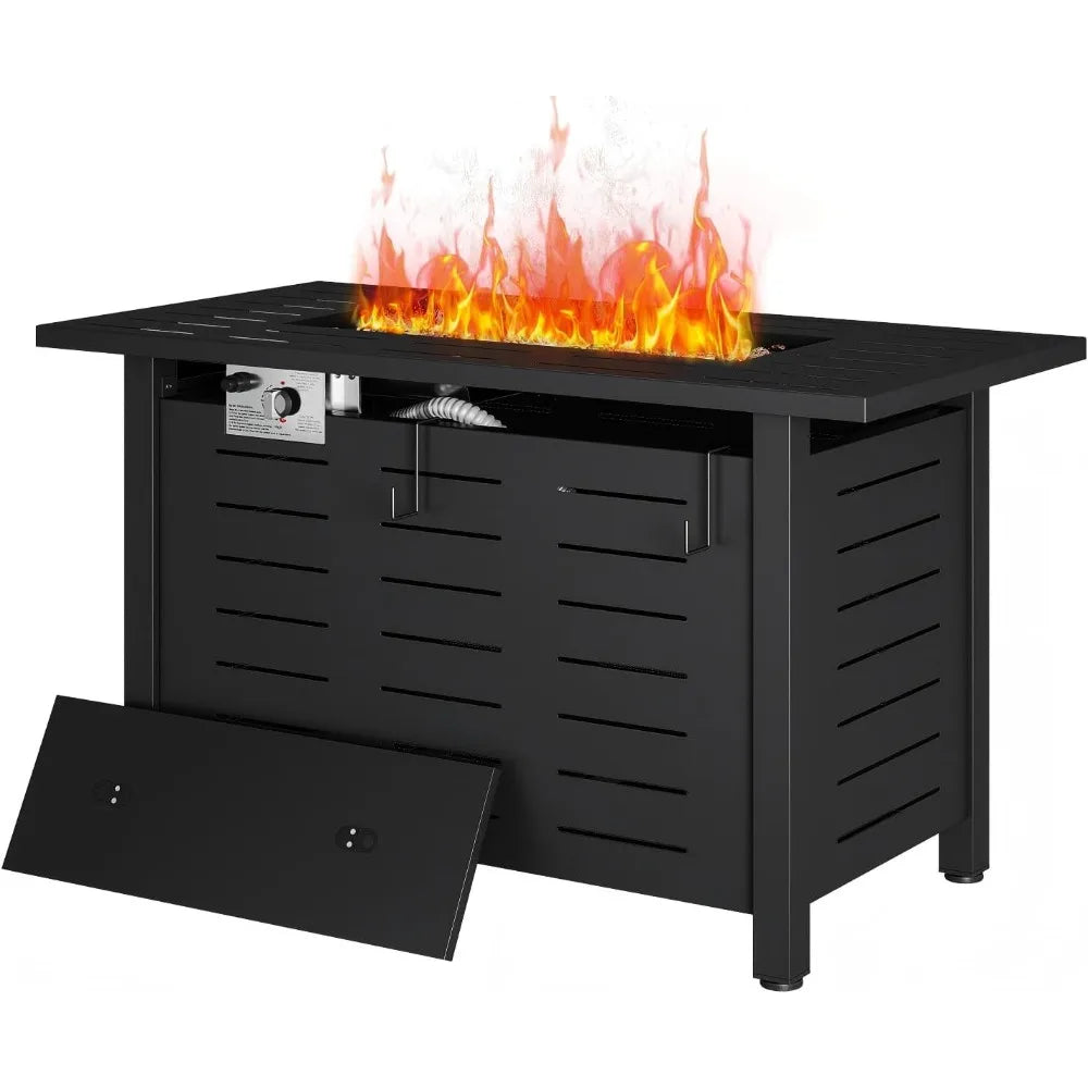 41 Inch Propane Gas Fire Pit Table with 50,000 BTU, Removable Lid and Lava Rocks for Outdoor Use