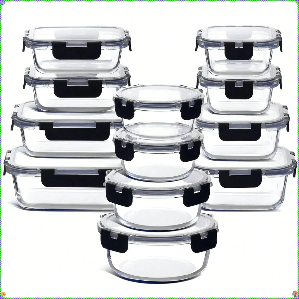 12-piece set of Glass Food Storage Containers with lids