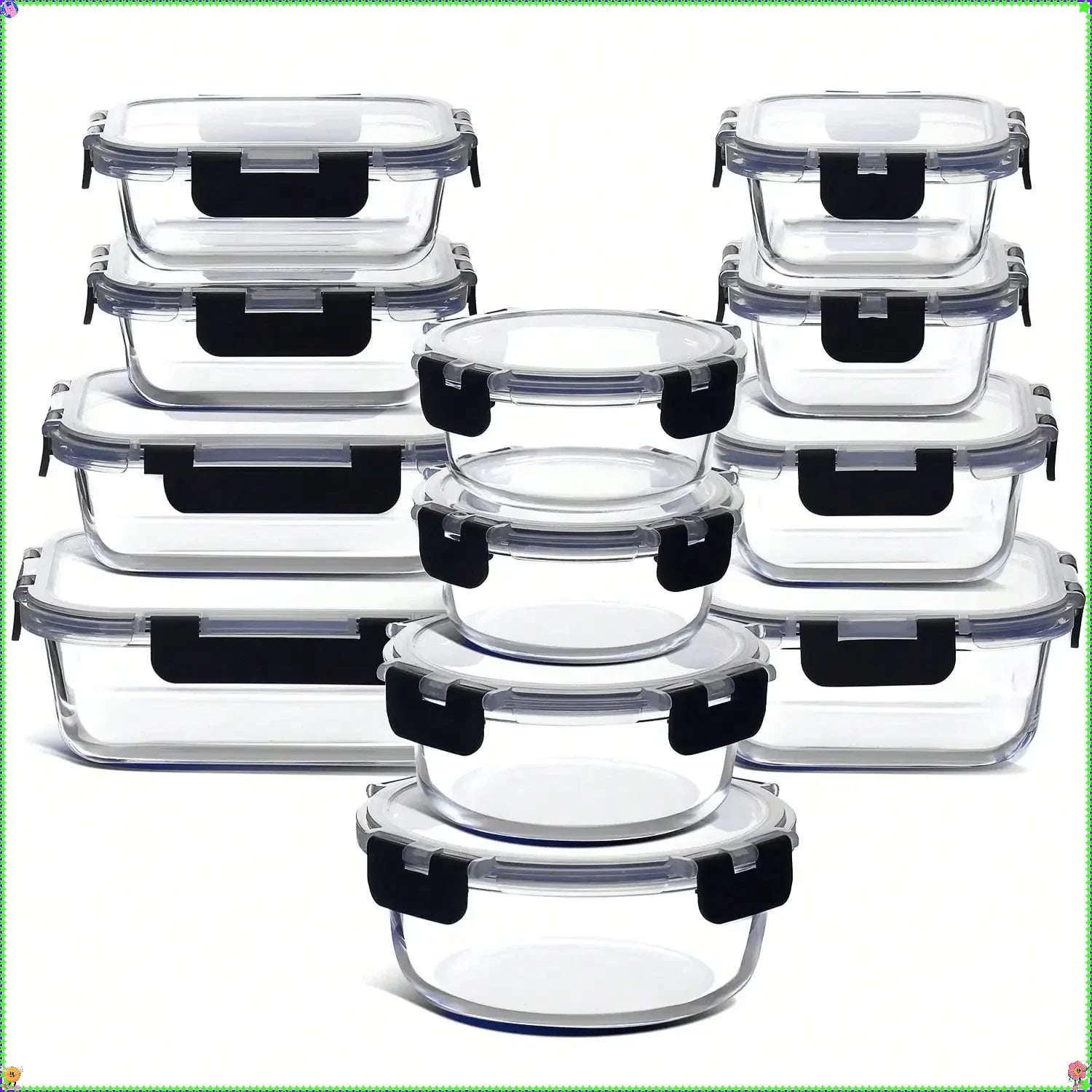 12-piece set of Glass Food Storage Containers with lids