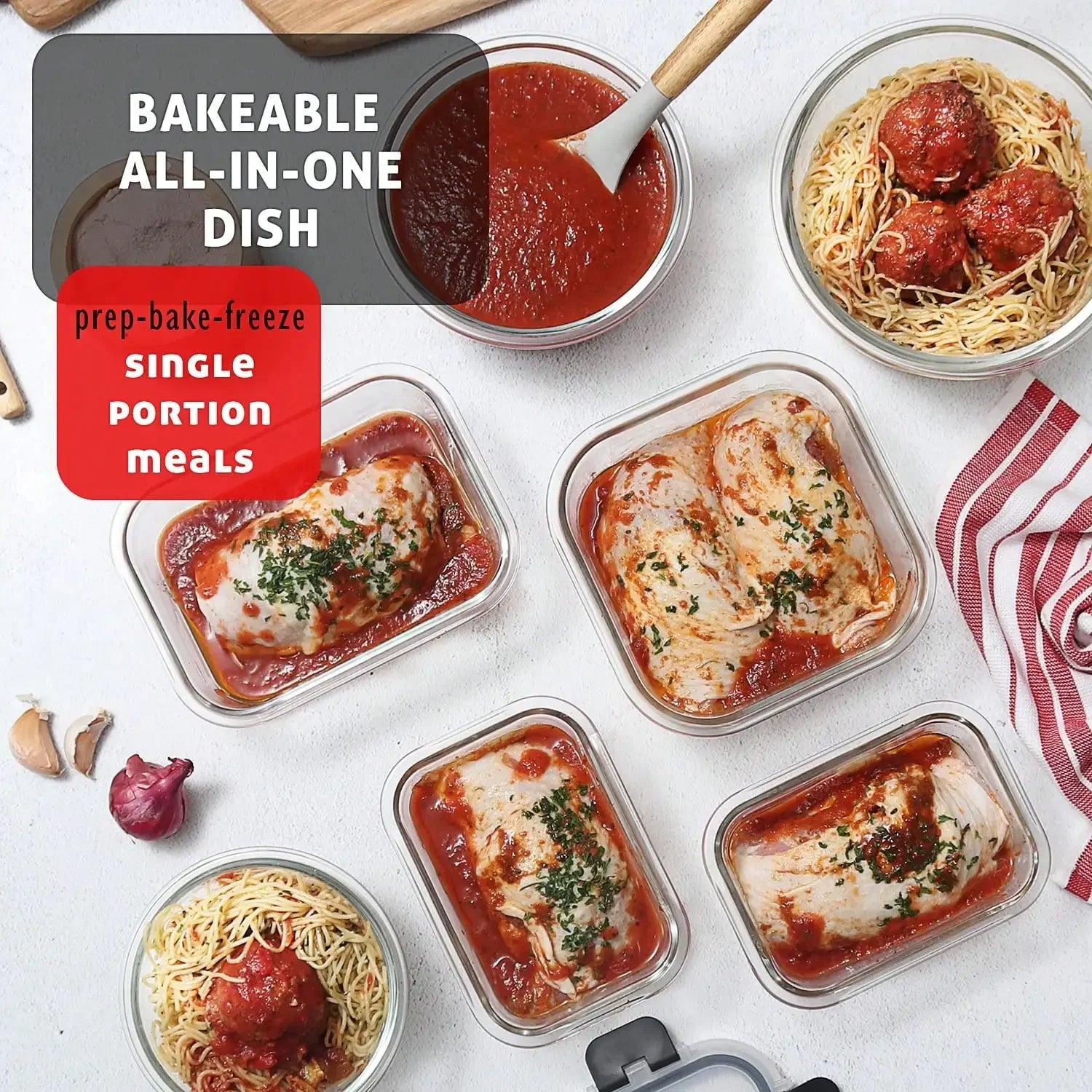 12-piece set of Glass Food Storage Containers with lids